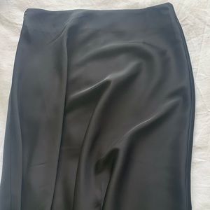 Black Satin Midi Skirt